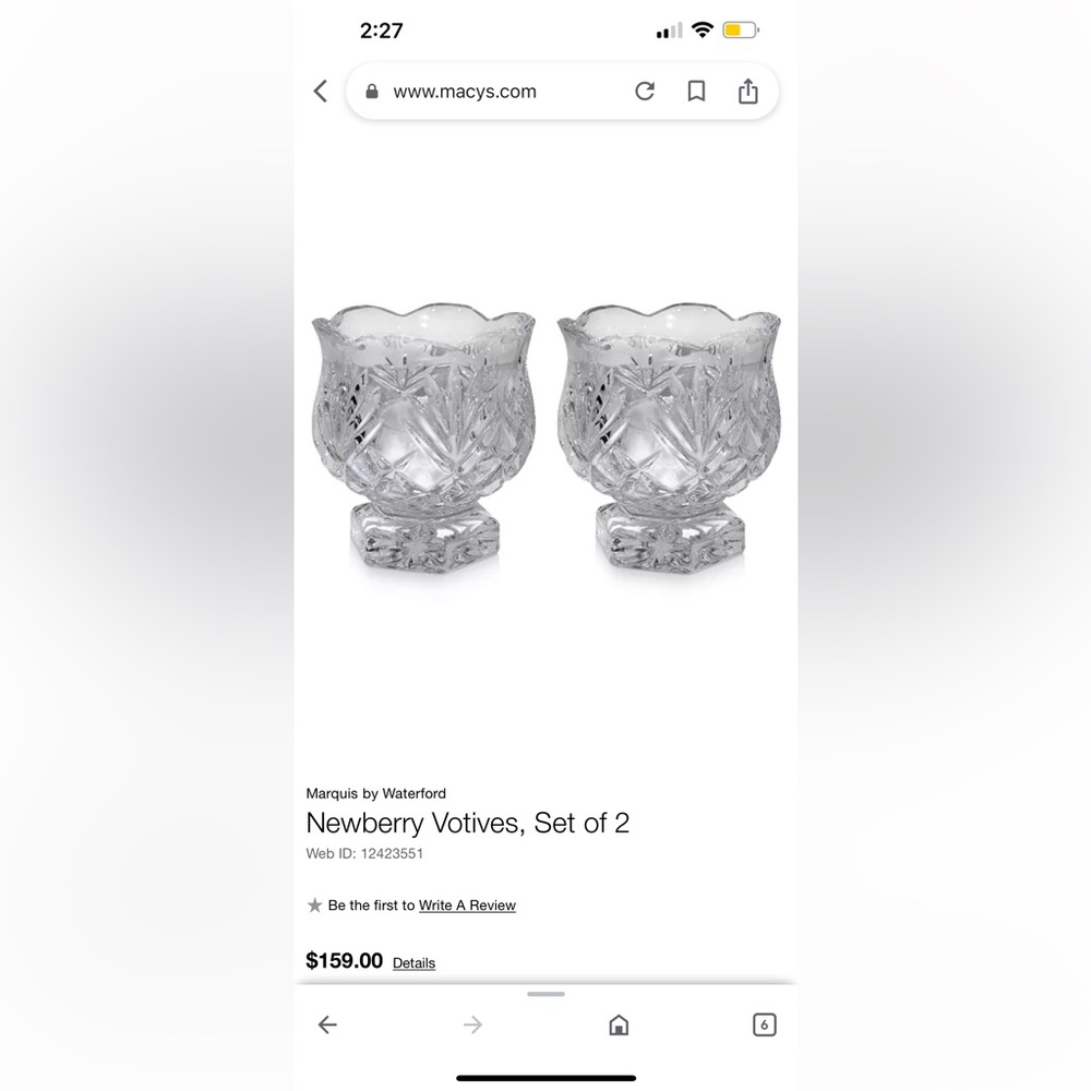 Marquis by Waterford
Newberry Votives, Set of 2